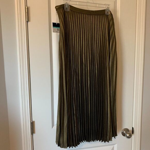 KAARI blue Women Skirt Size 16 Gold Metallic Pleated Midi - Picture 7 of 10